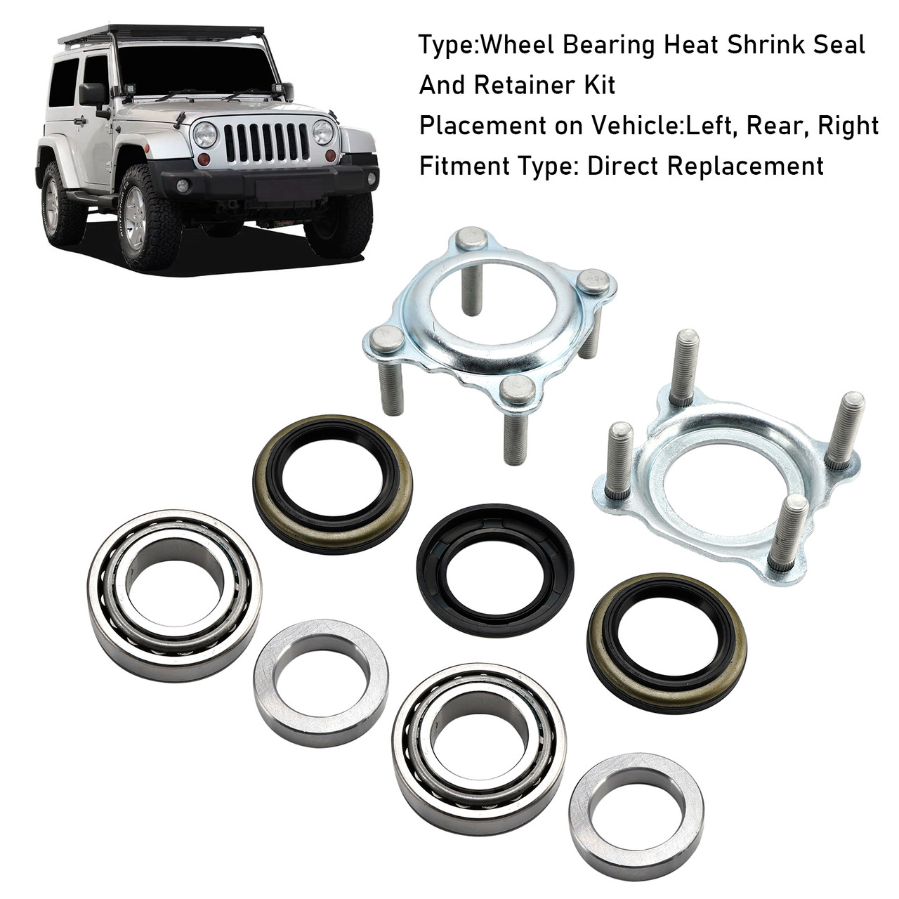2007-2018 Jeep Wrangler JK Both Side Rear Axle Bearing and Seal Kit 68003270AA Generic