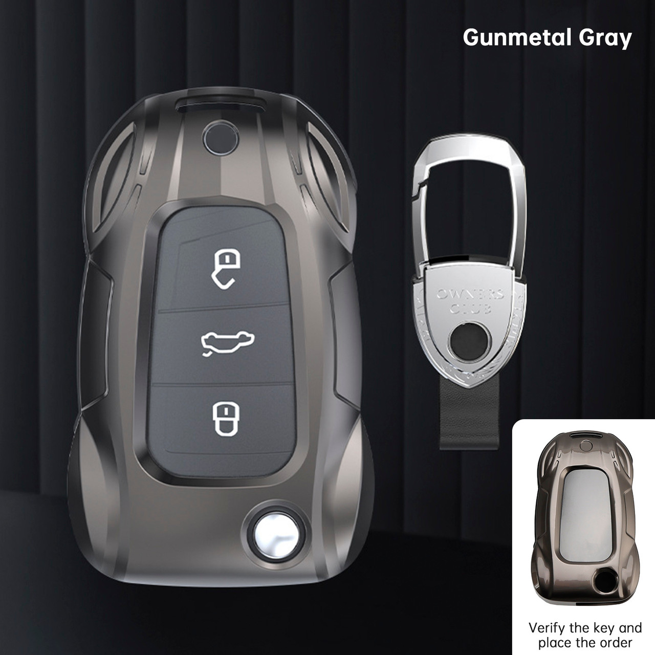 VW Polo Skoda Leather Alloy Zinc Car Key Gray Case Cover Generic