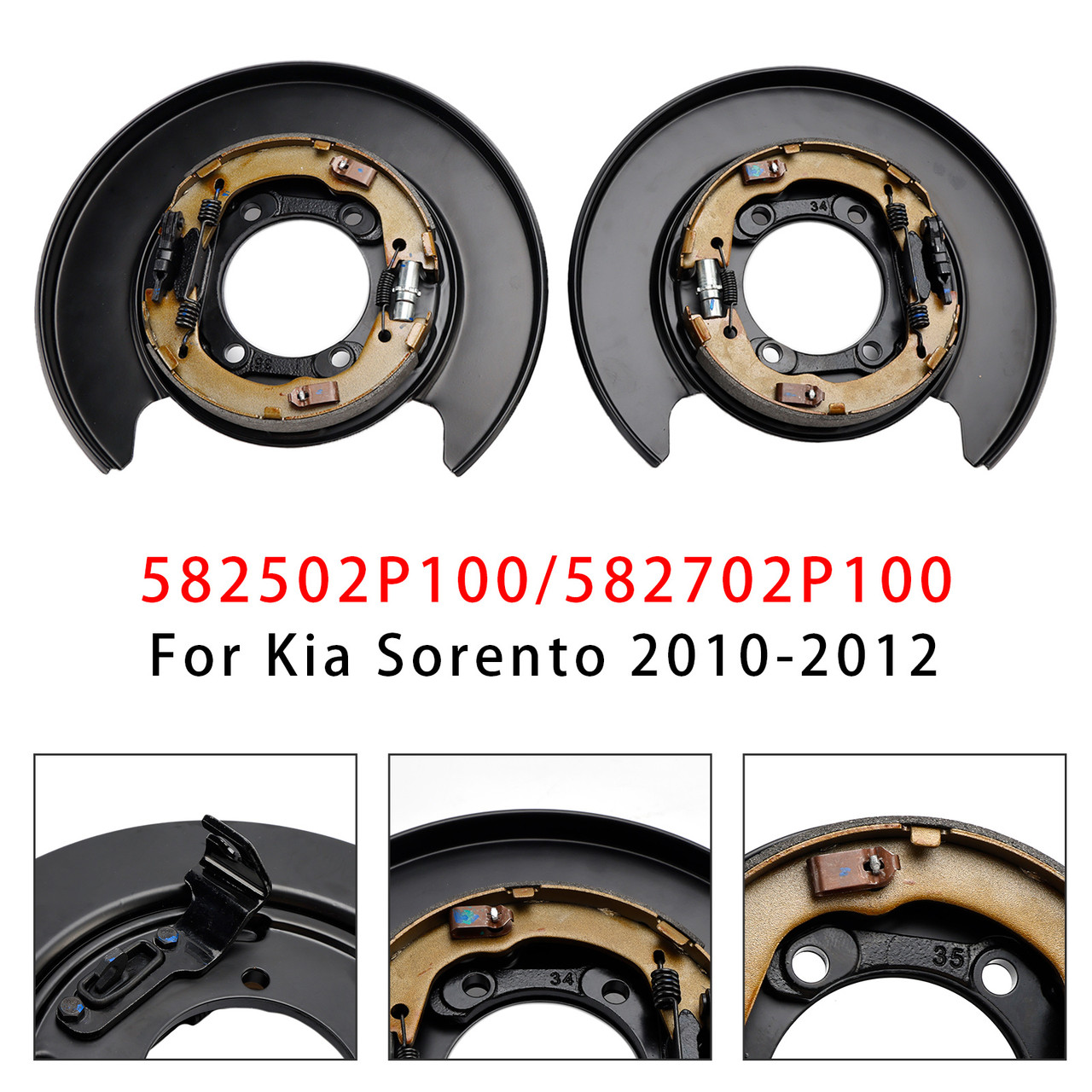 2010-2012 Hyundai Santa Fe Left+Right Rear Parking Brake Plate 582502P100+582702P100 Generic