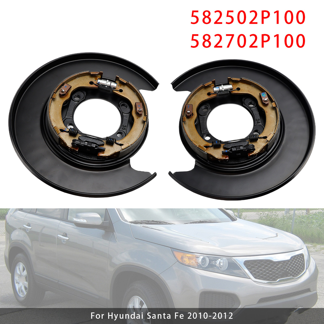 2010-2012 Hyundai Santa Fe Left+Right Rear Parking Brake Plate 582502P100+582702P100 Generic