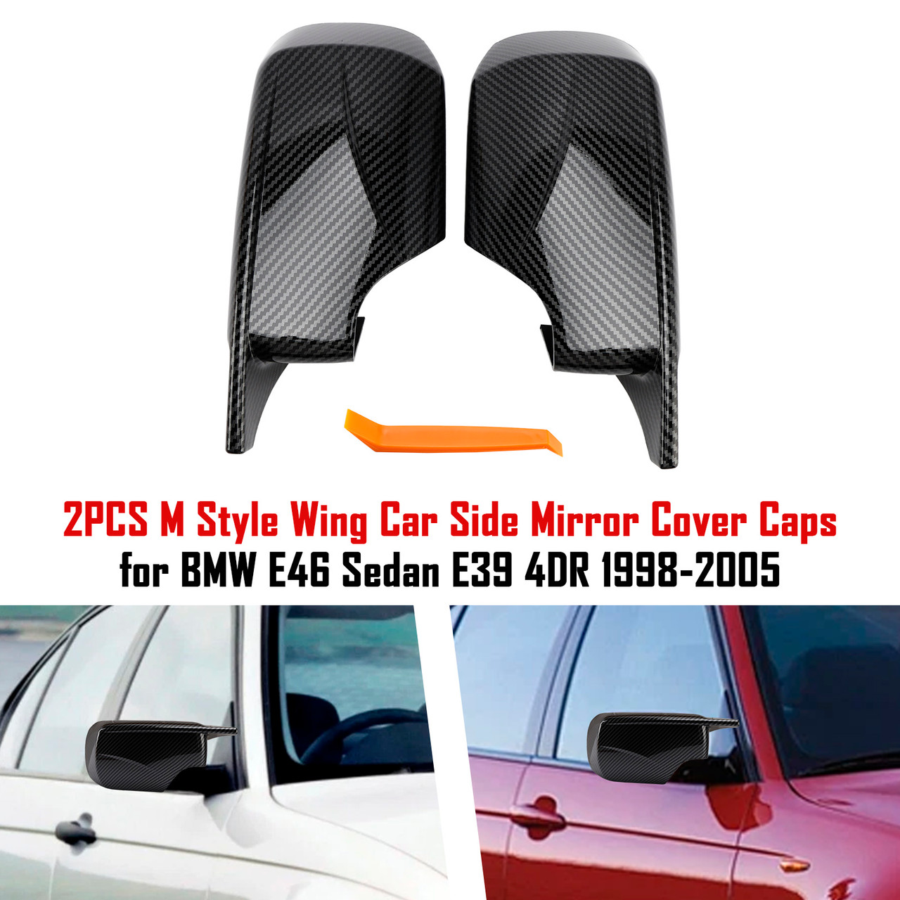 2001-2005 BMW 3 Series E46 Hatchback 2PCS M Style Wing Car Side Mirror Cover Caps Carbon Generic