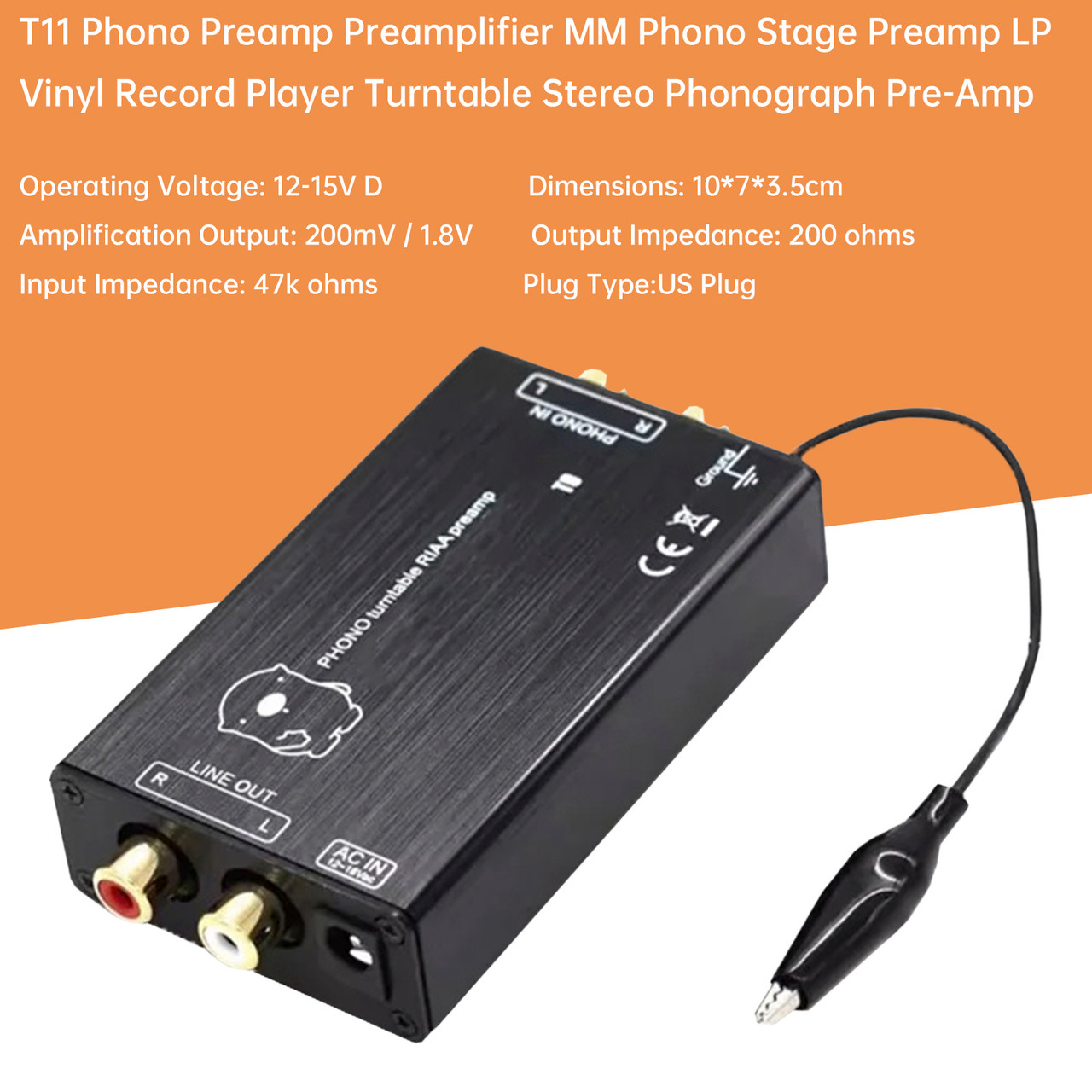 T9 Phono Preamp Preamplifier MM Phono Stage Preamp LP Vinyl Record Player Turntable Stereo Phonograph Pre-Amp AU