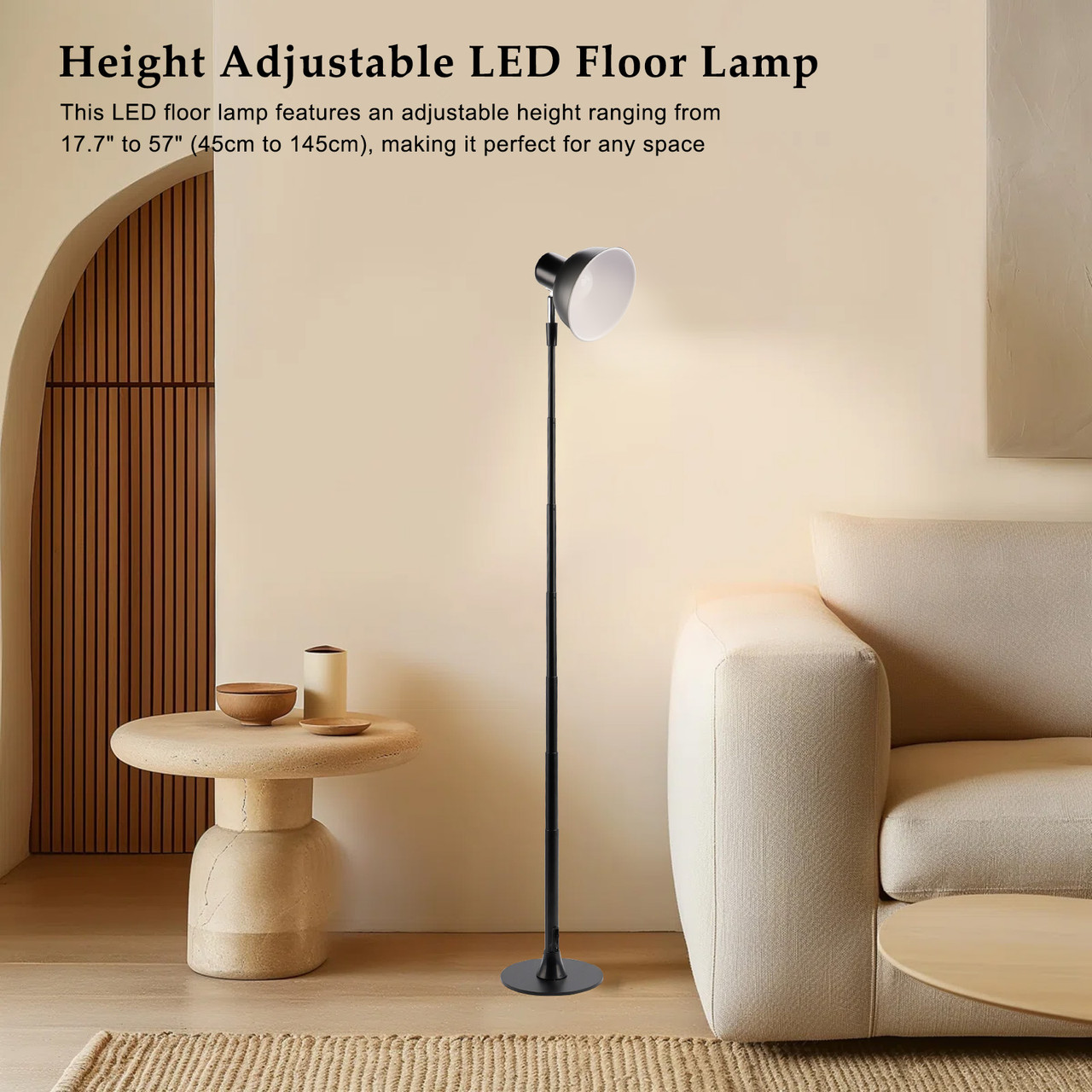 Adjustable LED Floor & Table Lamp 3 Colors Dimmable for Bedroom/Office - Walnut