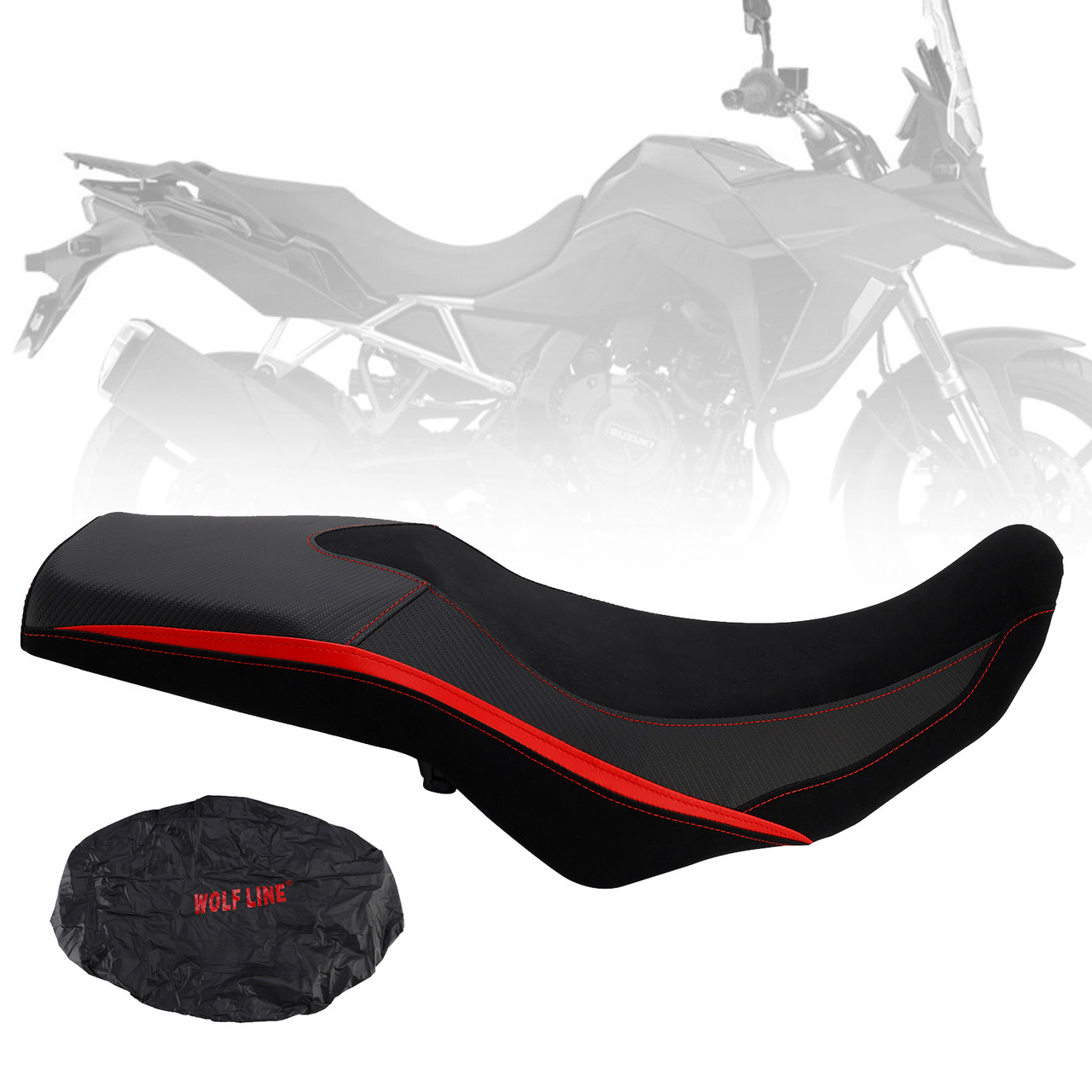 2024-2025 SUZUKI V-Strom800 DL800 Rider Passenger Seat Front Rear Cushion Red Generic