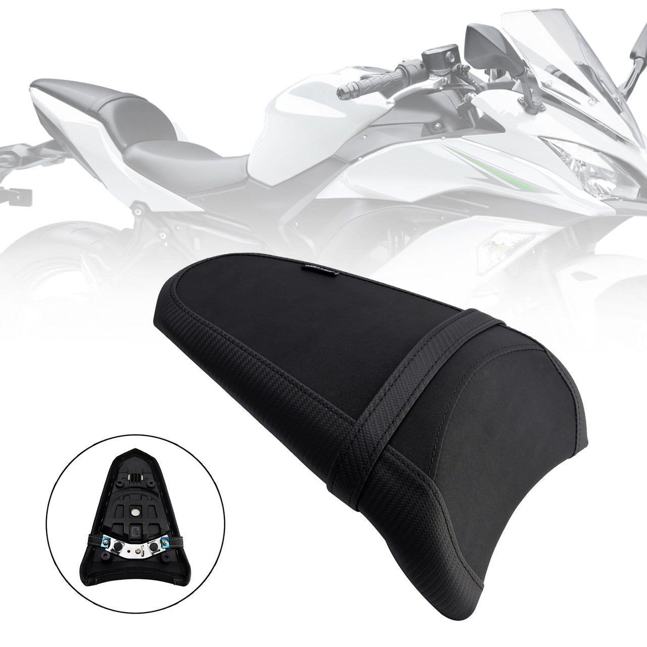 2017-2025 Kawasaki Ninja Z650 Rear Seat Passenger Cushion Flat Black B Generic