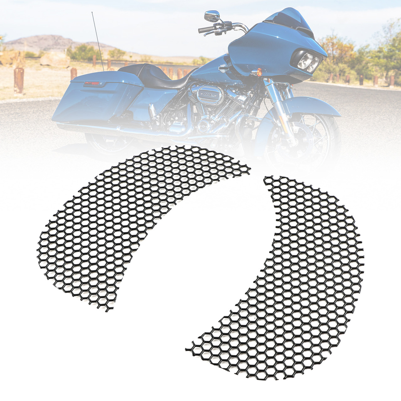 2015-2023 Harley Touring Road Glide Fairing Mesh Grill Side Vent Screen Black Generic