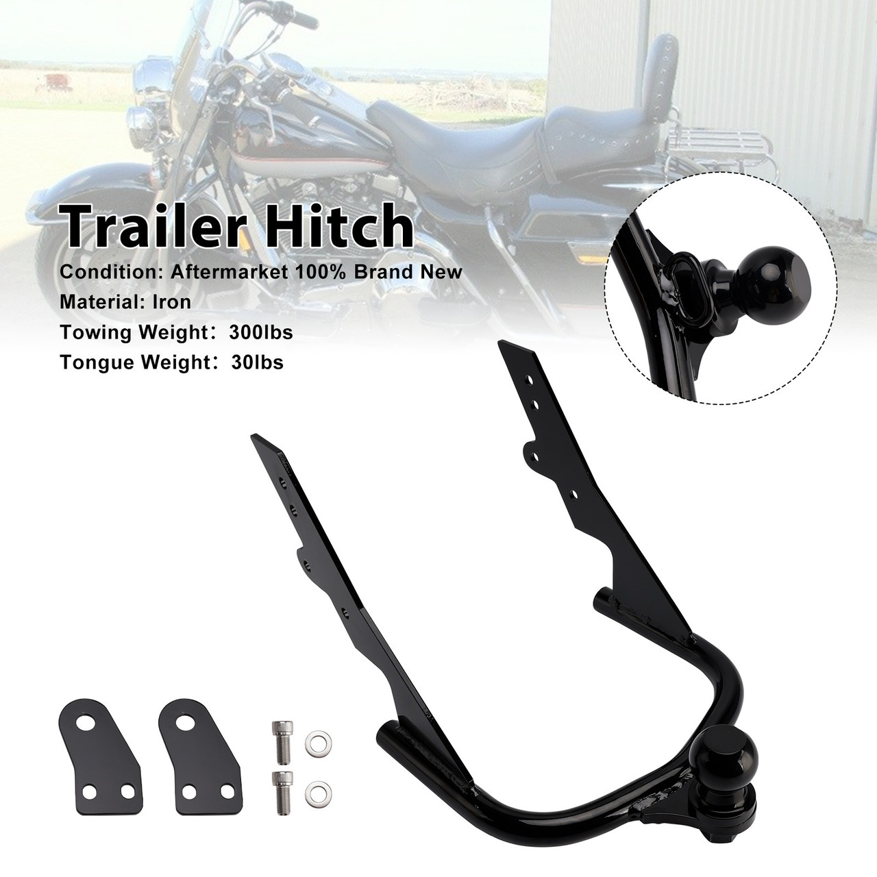 1980-2008 Harley Davidson Trailer Hitch Black Generic