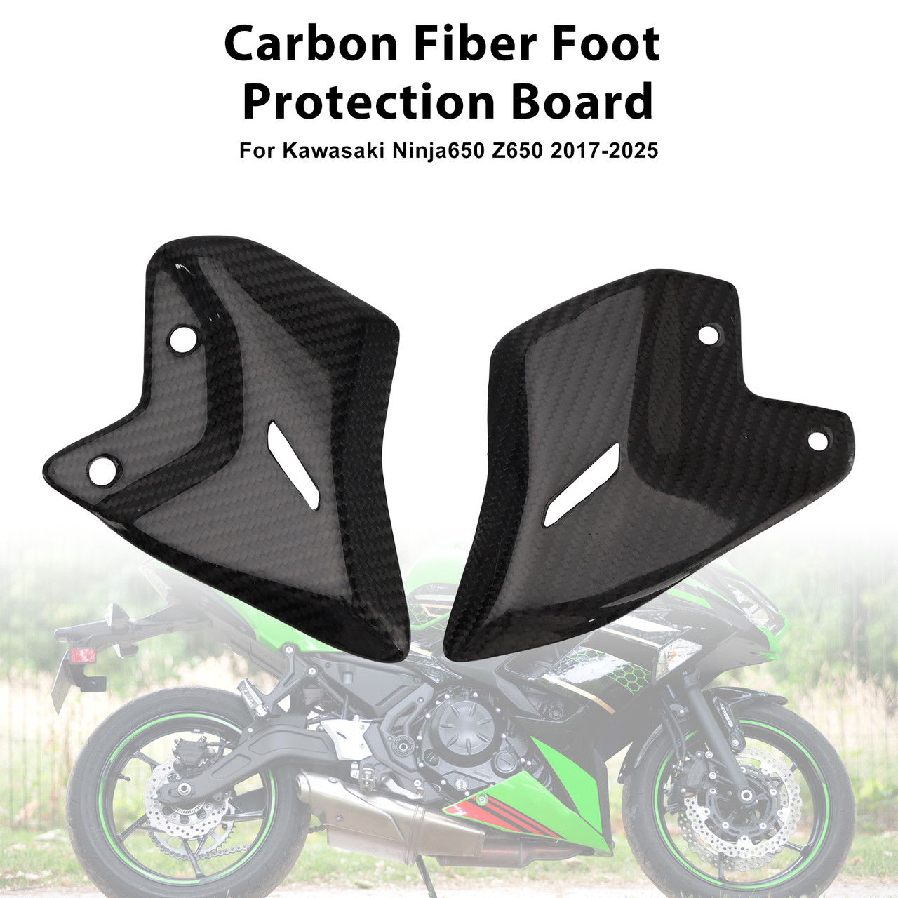 2017-2025 Kawasaki Ninja650 Z650 Carbon Fiber Foot Protection Board Generic