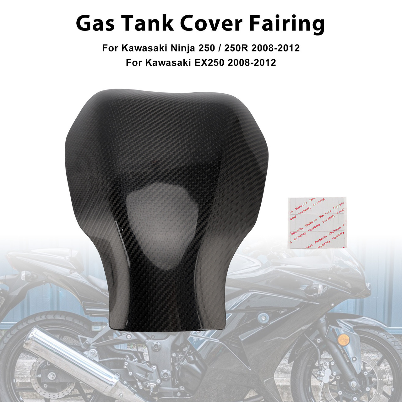 2008-2012 Kawasaki Ninja 250/ 250R Gas Tank Cover Fairing Real Carbon fiber Generic
