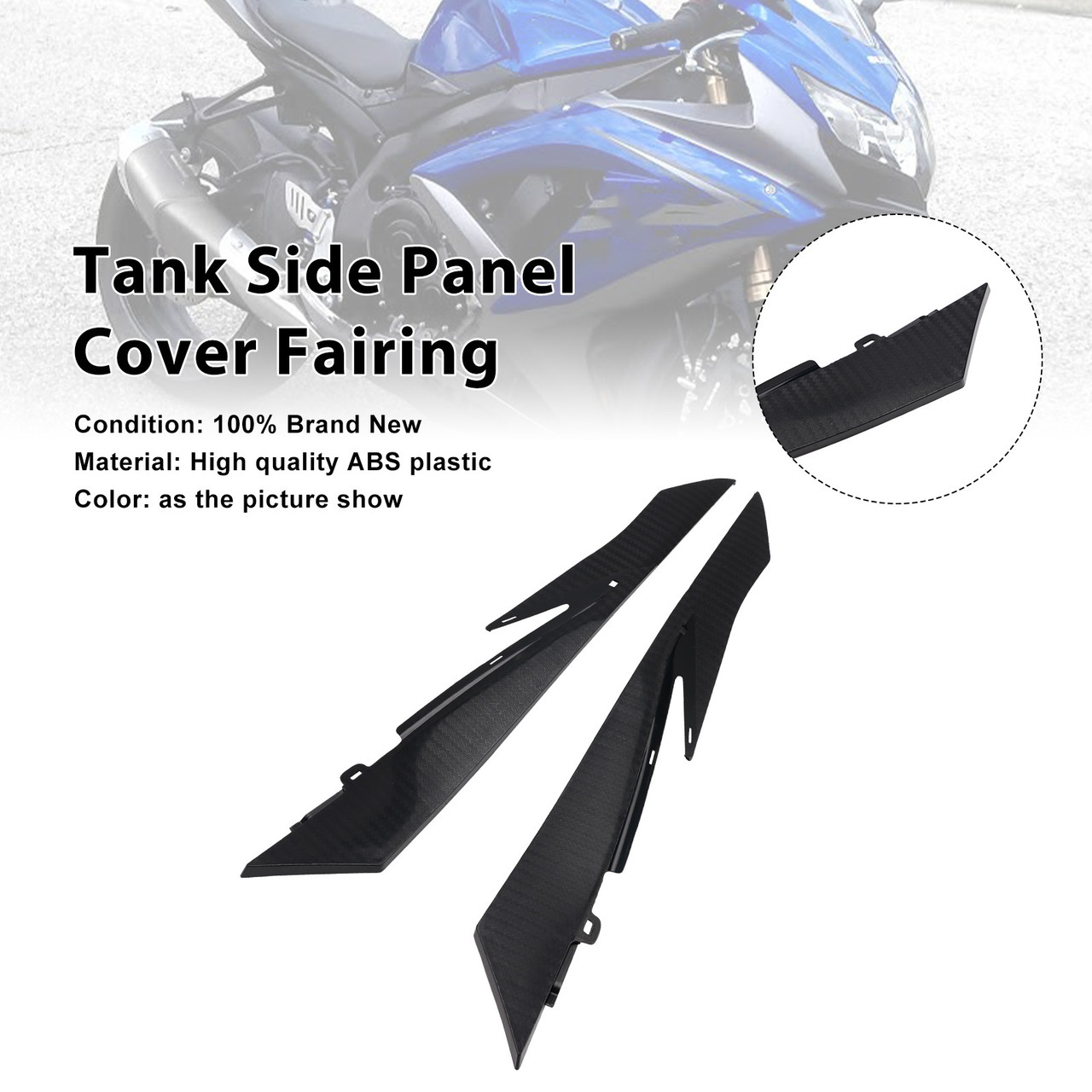 2008-2009 Suzuki GSX-R 600/750 Tank Side Panel Cover Fairing Black Generic