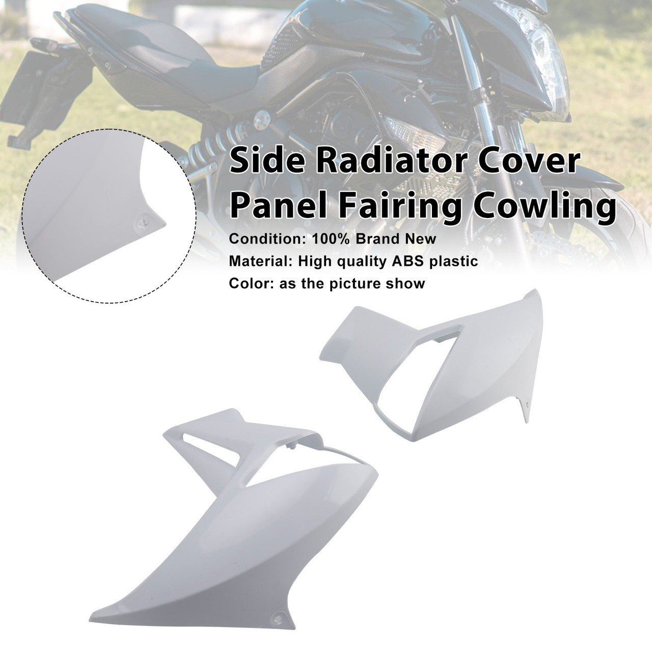 2009-2011 KAWASAKI ER-6N Side Radiator Cover Panel Fairing Cowling White Generic