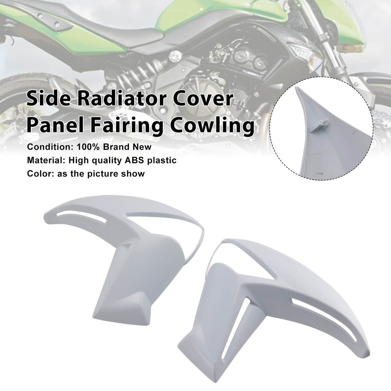 2009-2011 KAWASAKI ER-6N Side Radiator Cover Panel Fairing Cowling White Generic