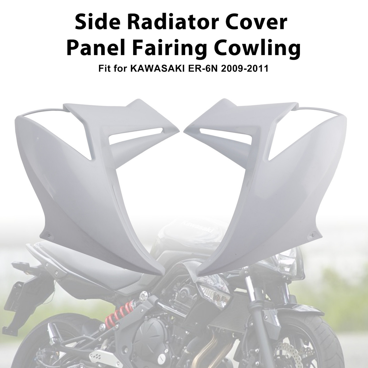 2009-2011 KAWASAKI ER-6N Side Radiator Cover Panel Fairing Cowling White Generic