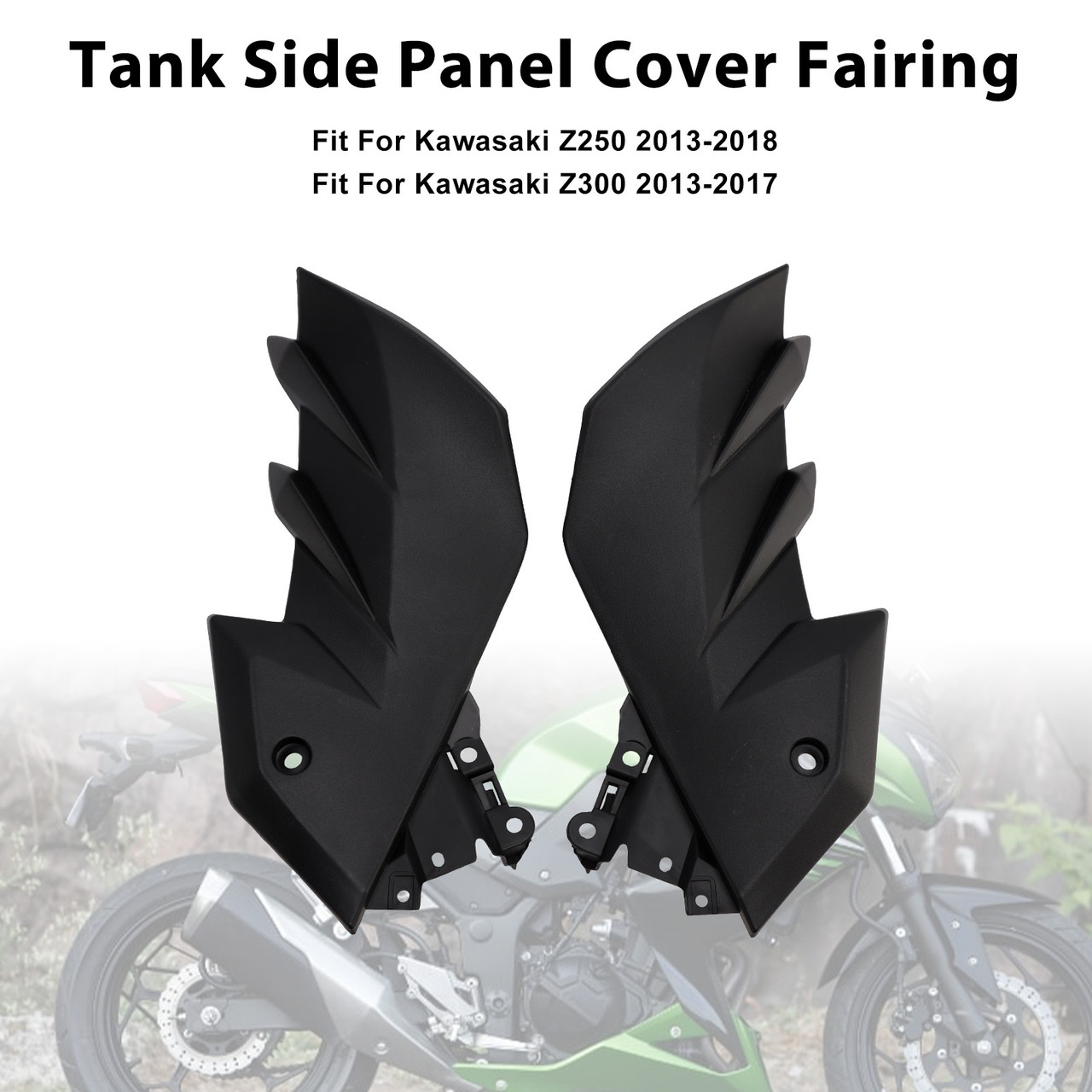2013-2018 Kawasaki Z250 Z300 Tank Side Panel Cover Fairing Black Generic