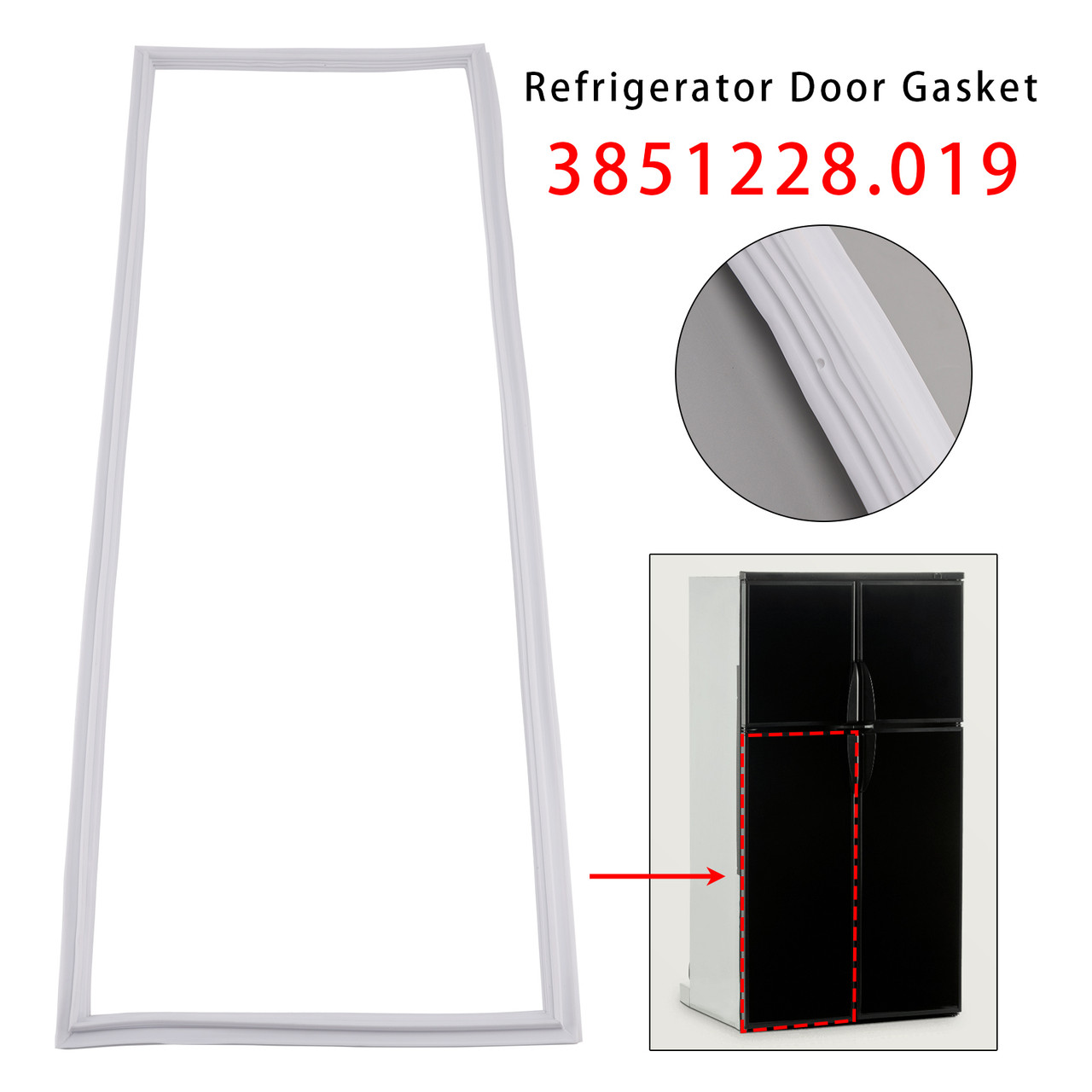1PC RV Refrigerator Door Gasket 3851228019.(push in type) Lower Door For Dometic RM1350