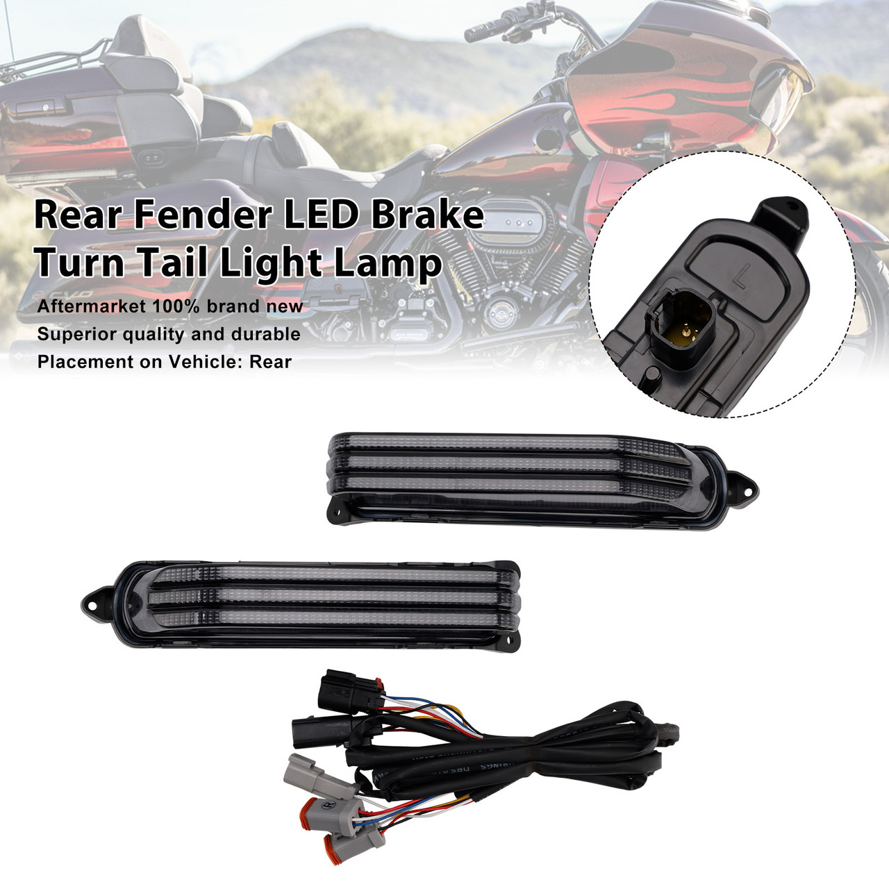 Rear Fender Brake Turn Tail Light Lamp Fit For Touring Electra Glide 2014-2024