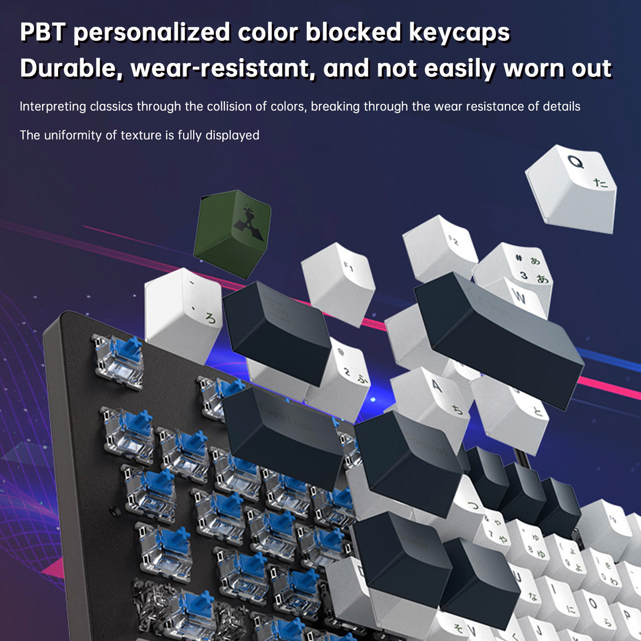 104-Key Wired Mechanical Linear Switch Gaming Keyboard Blue Switch Customizable