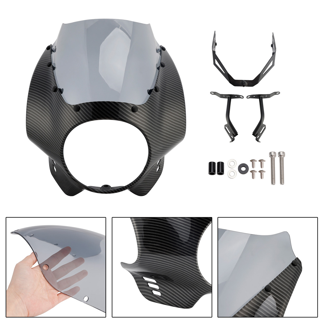 2022-2025 Yamaha XSR900 Headlight Fairing Windshield Carbon+Gray Generic