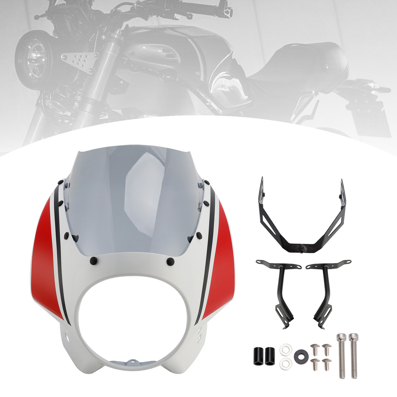 2022-2025 Yamaha XSR900 Headlight Fairing Windshield Red+Gray Generic