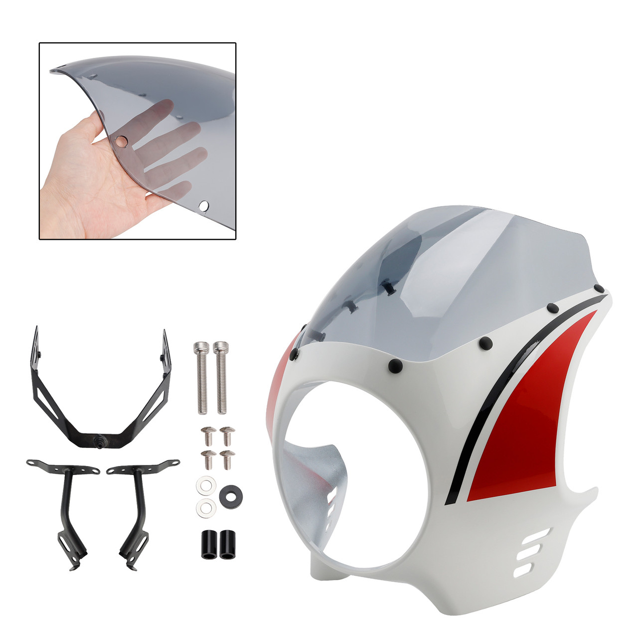 2022-2025 Yamaha XSR900 Headlight Fairing Windshield Red+Gray Generic