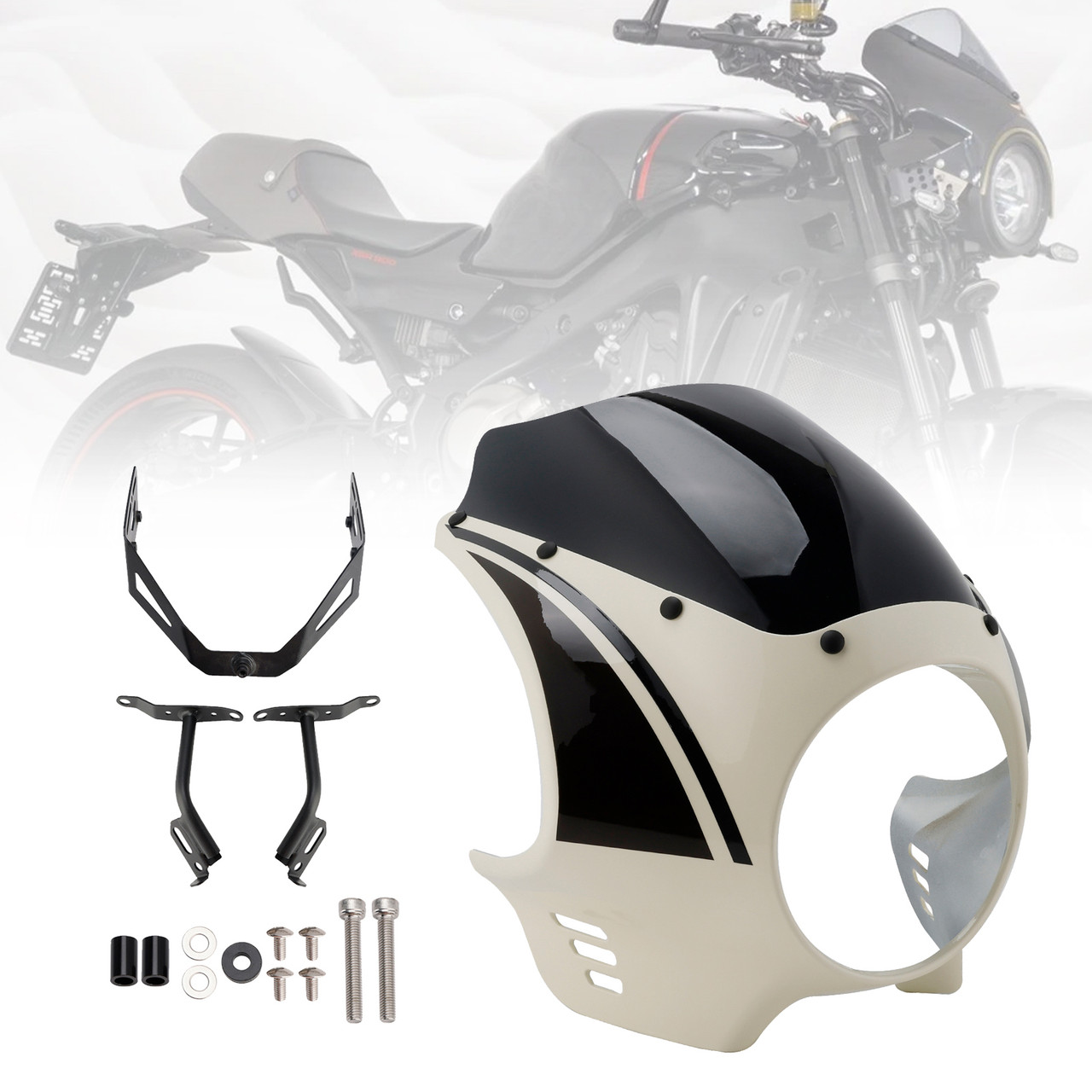 2022-2025 Yamaha XSR900 Headlight Fairing Windshield White+Black Generic