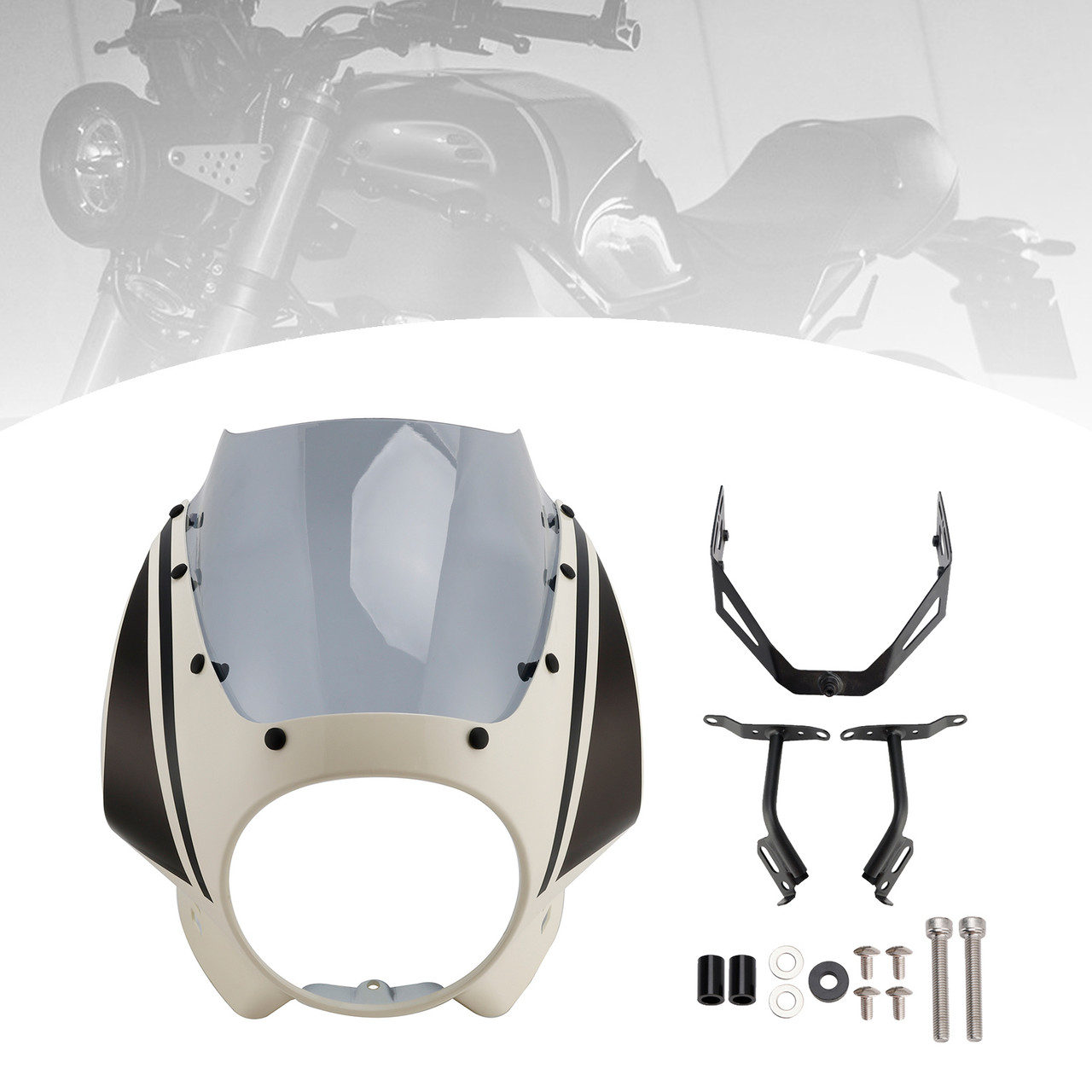 2022-2025 Yamaha XSR900 Headlight Fairing Windshield White+Gray Generic