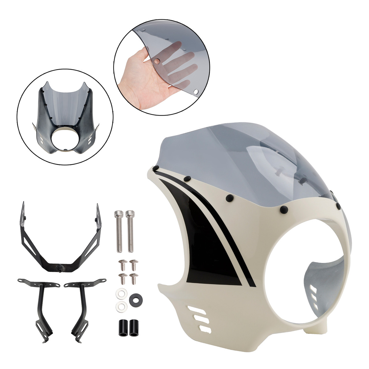 2022-2025 Yamaha XSR900 Headlight Fairing Windshield White+Gray Generic