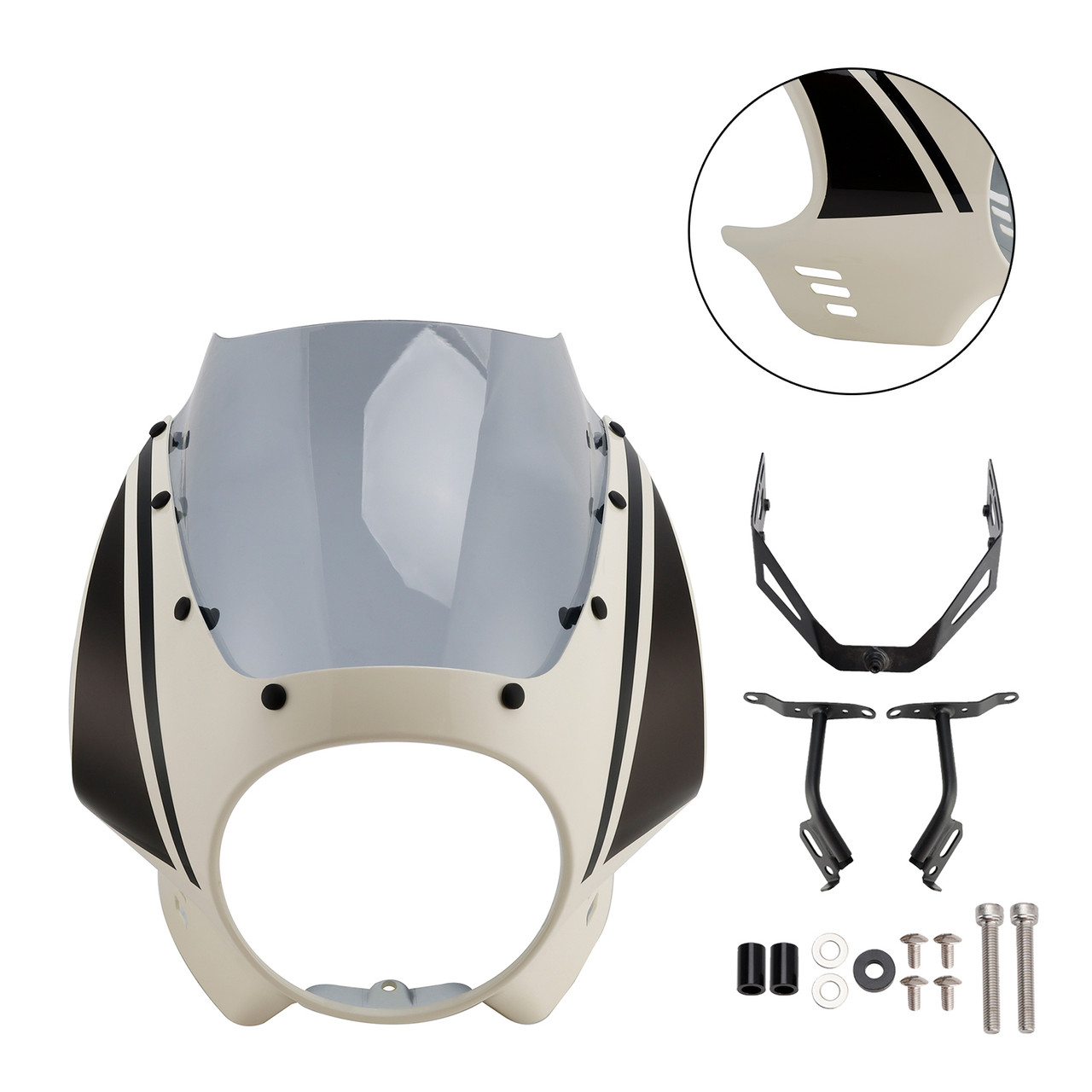 2022-2025 Yamaha XSR900 Headlight Fairing Windshield White+Gray Generic