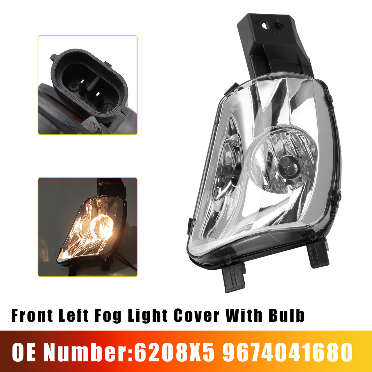 2007-2014 PEUGEOT 308 Front Left Fog Light Cover With Bulb 6208X5 9674041680 Generic