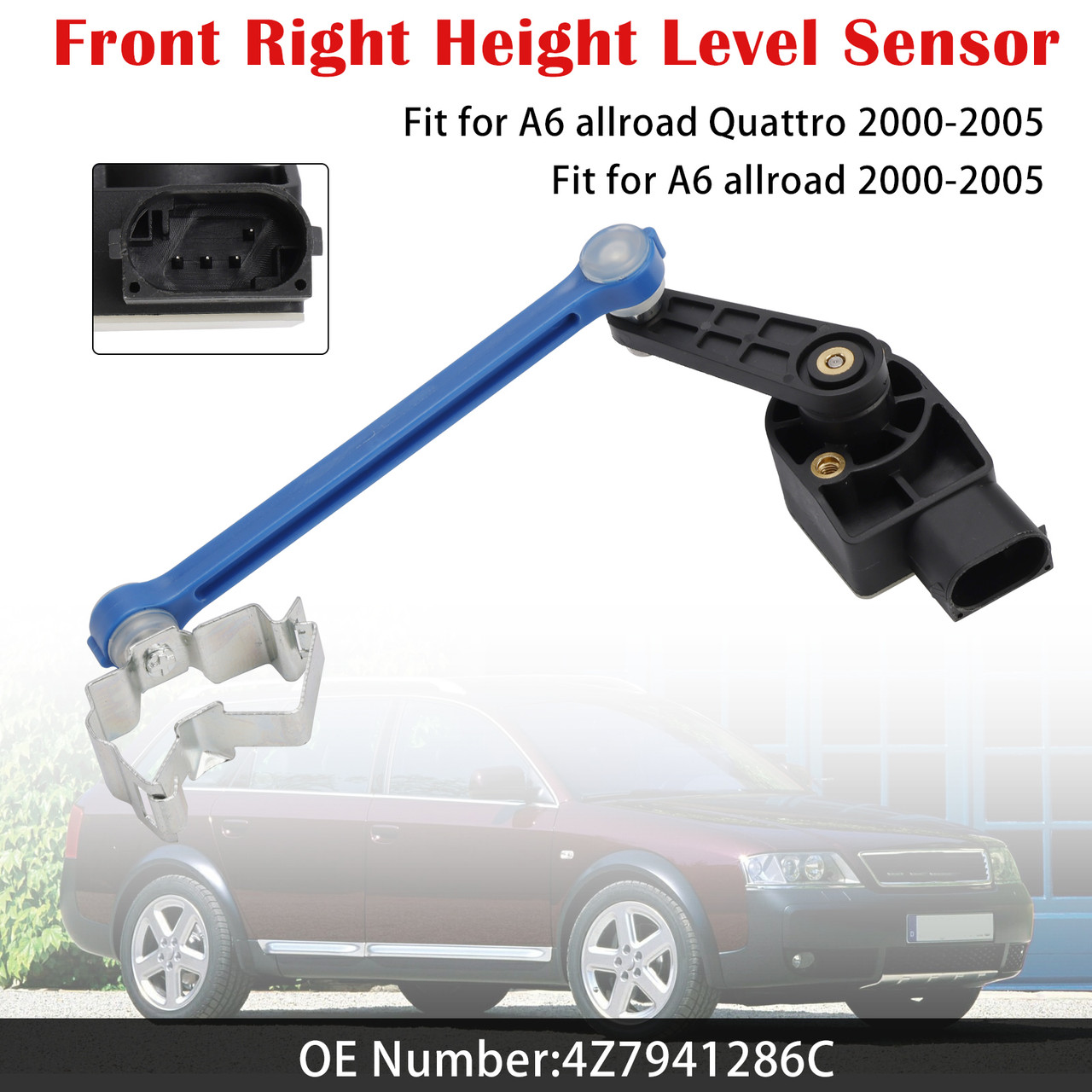 2000-2005 Audi A6 allroad Front Right Height Level Sensor 4Z7941286C Generic