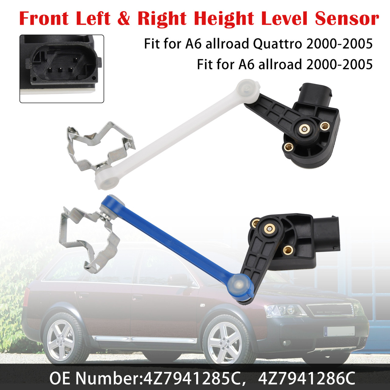 2000-2005 Audi A6 allroad Front Left+Right Height Level Sensor 4Z7941286C Generic