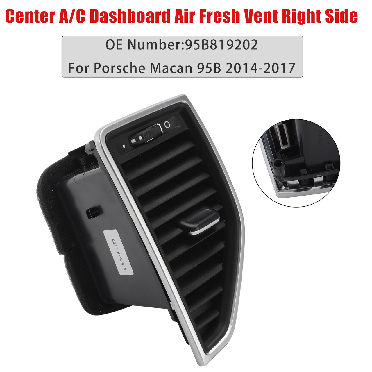2017 Porsche Macan S 95B Center A/C Dashboard Air Fresh Vent Right Side 95B819202 Generic