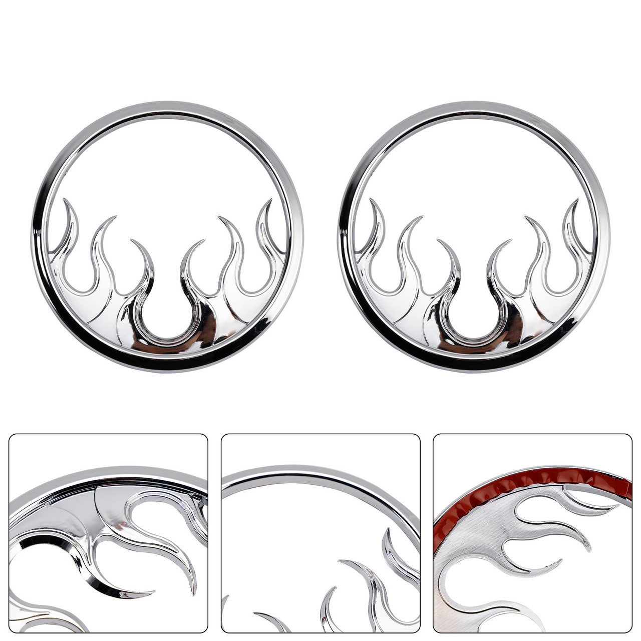 2014-2022 Harley Touring Electra Glide Flame Speaker Grills Accent Trim Cover Chrome Generic