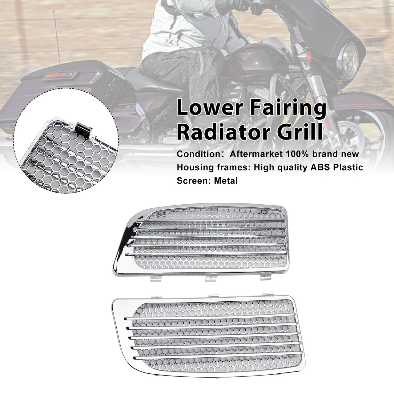 2014-2023 Harley Touring Lower Fairing Radiator Grille Chrome Generic