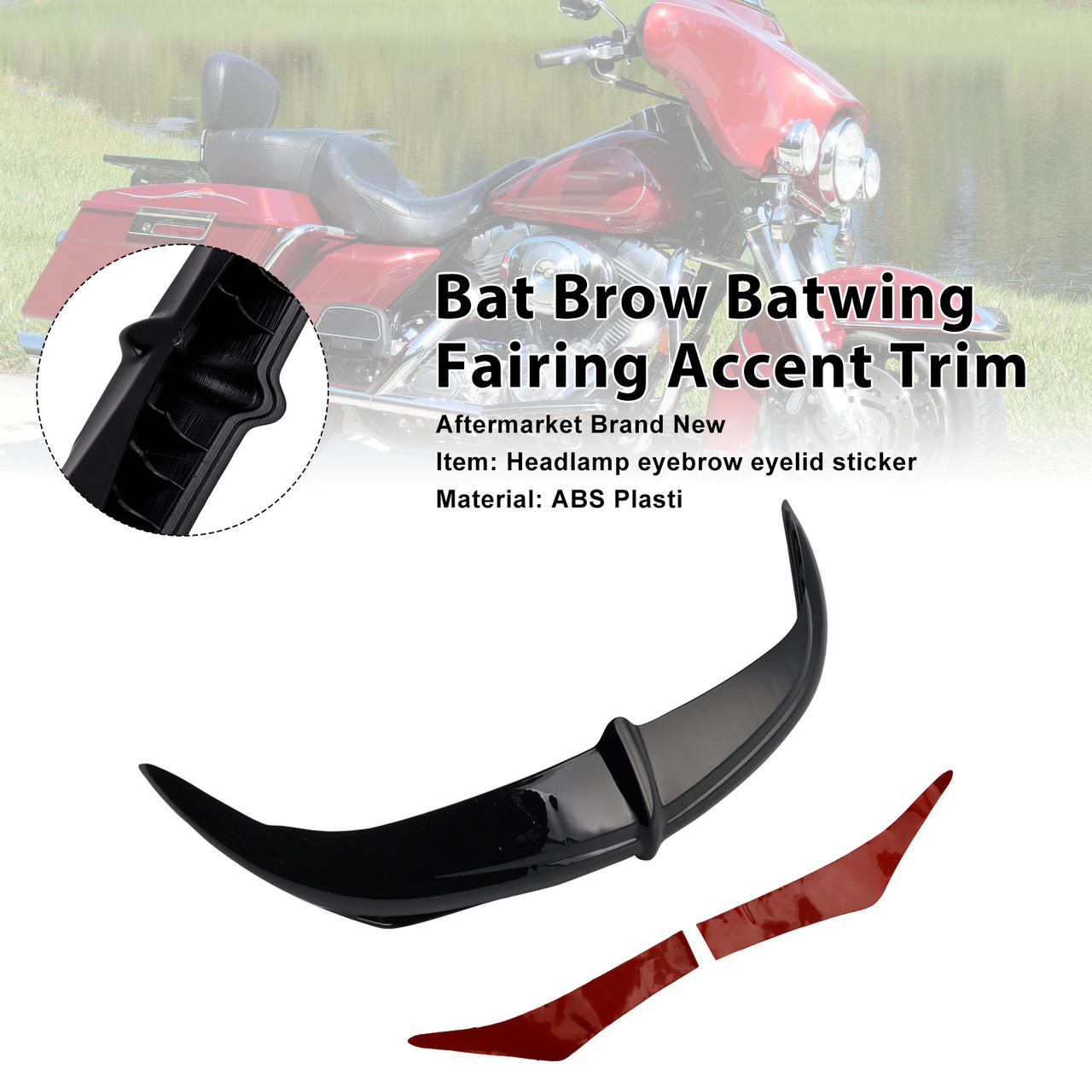 2010-2013 Harley Touring Ultra Limited Bat Brow Batwing Fairing Accent Trim Black Generic