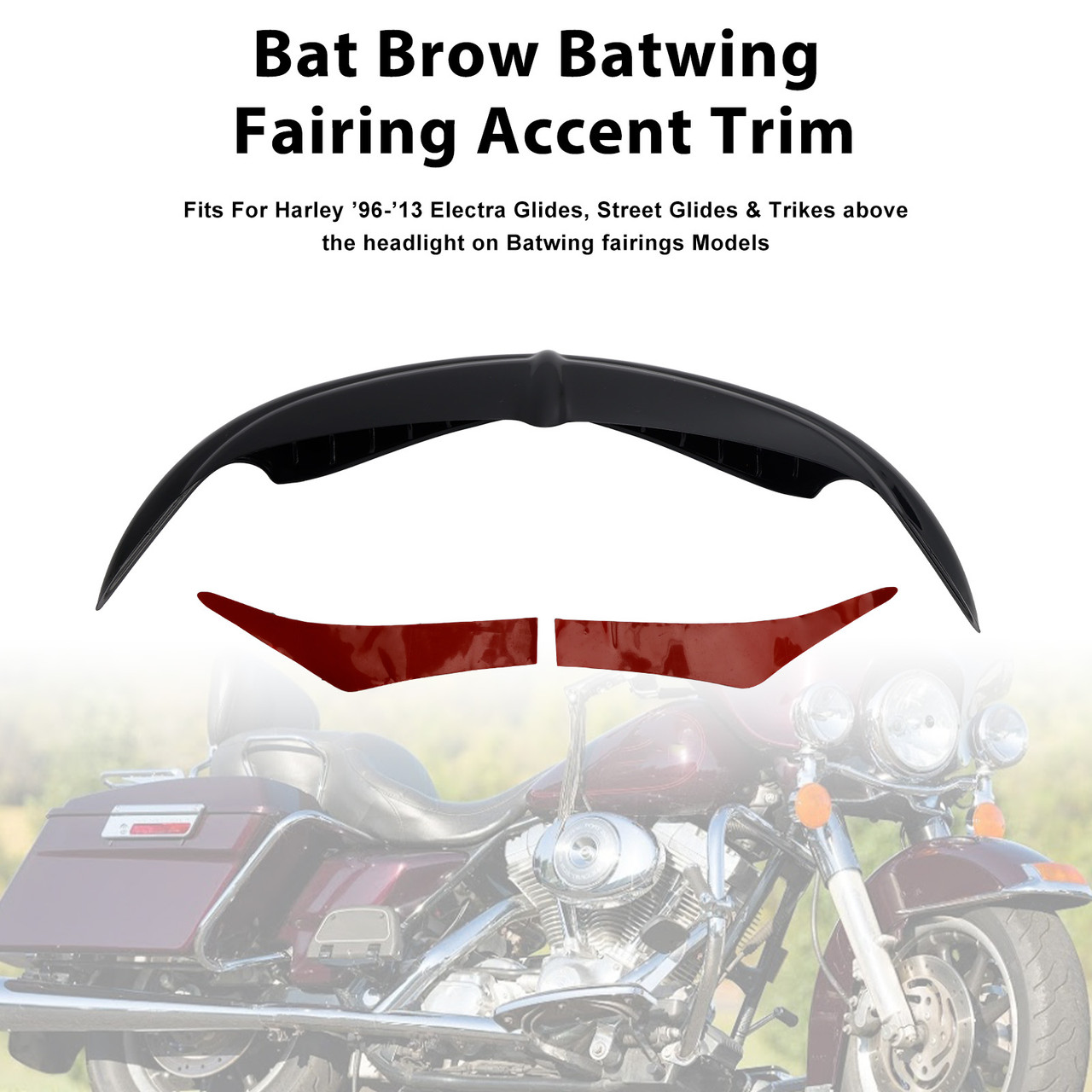 2009-2013 Harley Trike Tri Glide Bat Brow Batwing Fairing Accent Trim Black Generic