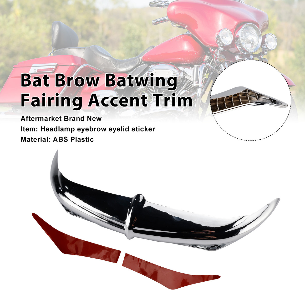 2009-2013 Harley Trike Tri Glide Bat Brow Batwing Fairing Accent Trim Chrome Generic