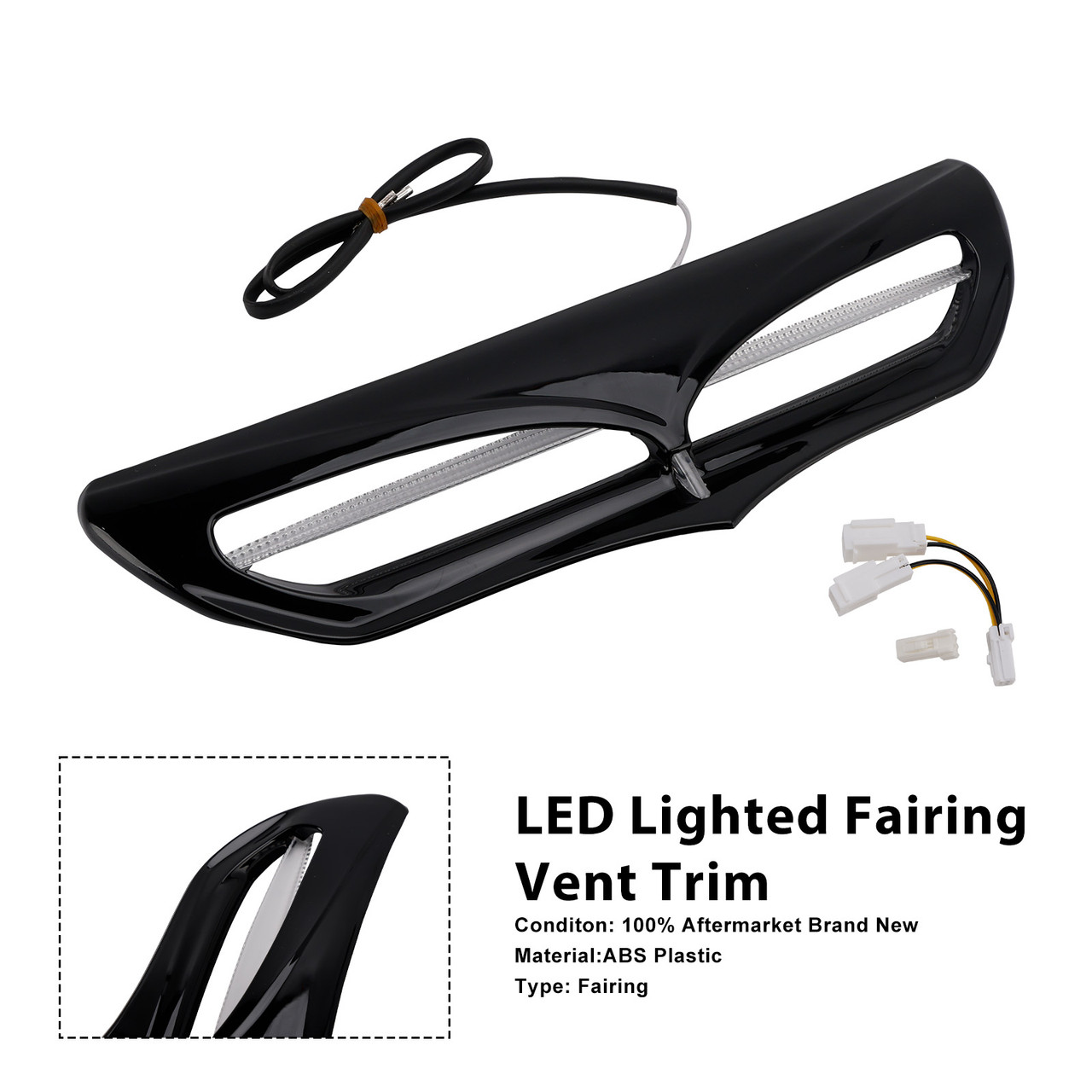 2014-2025 Harley Davidson LED Lighted Fairing Vent Trim Black Generic