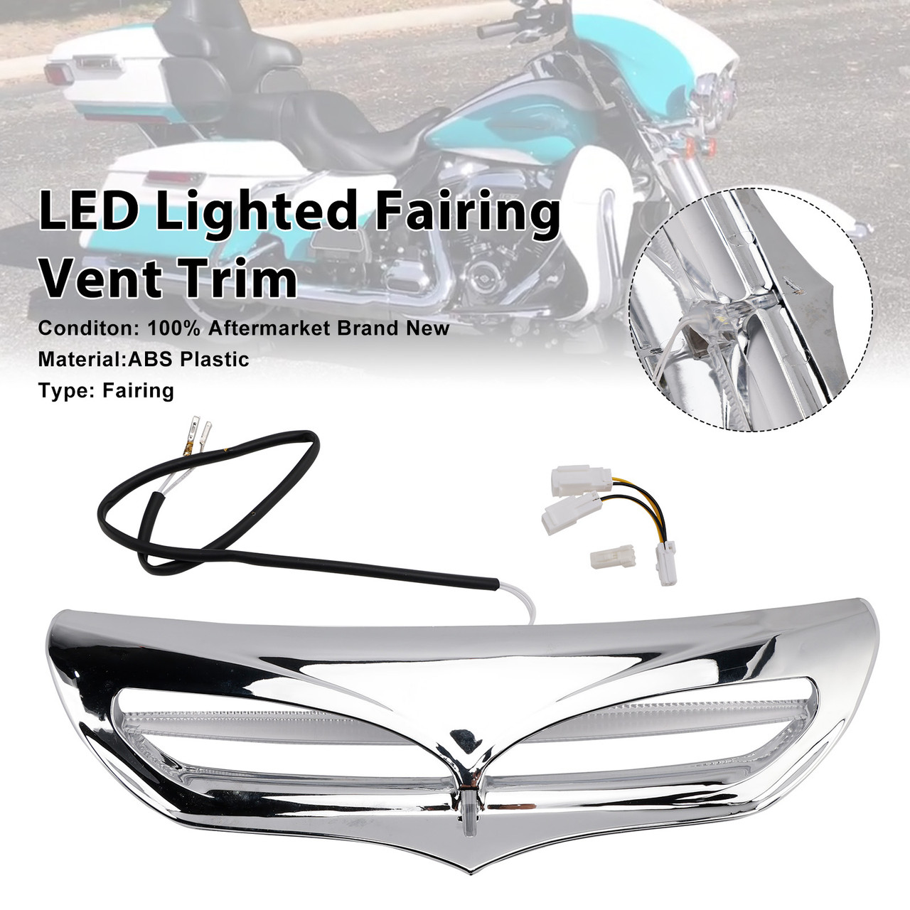 2014-2025 Harley Davidson LED Lighted Fairing Vent Trim Chrome Generic