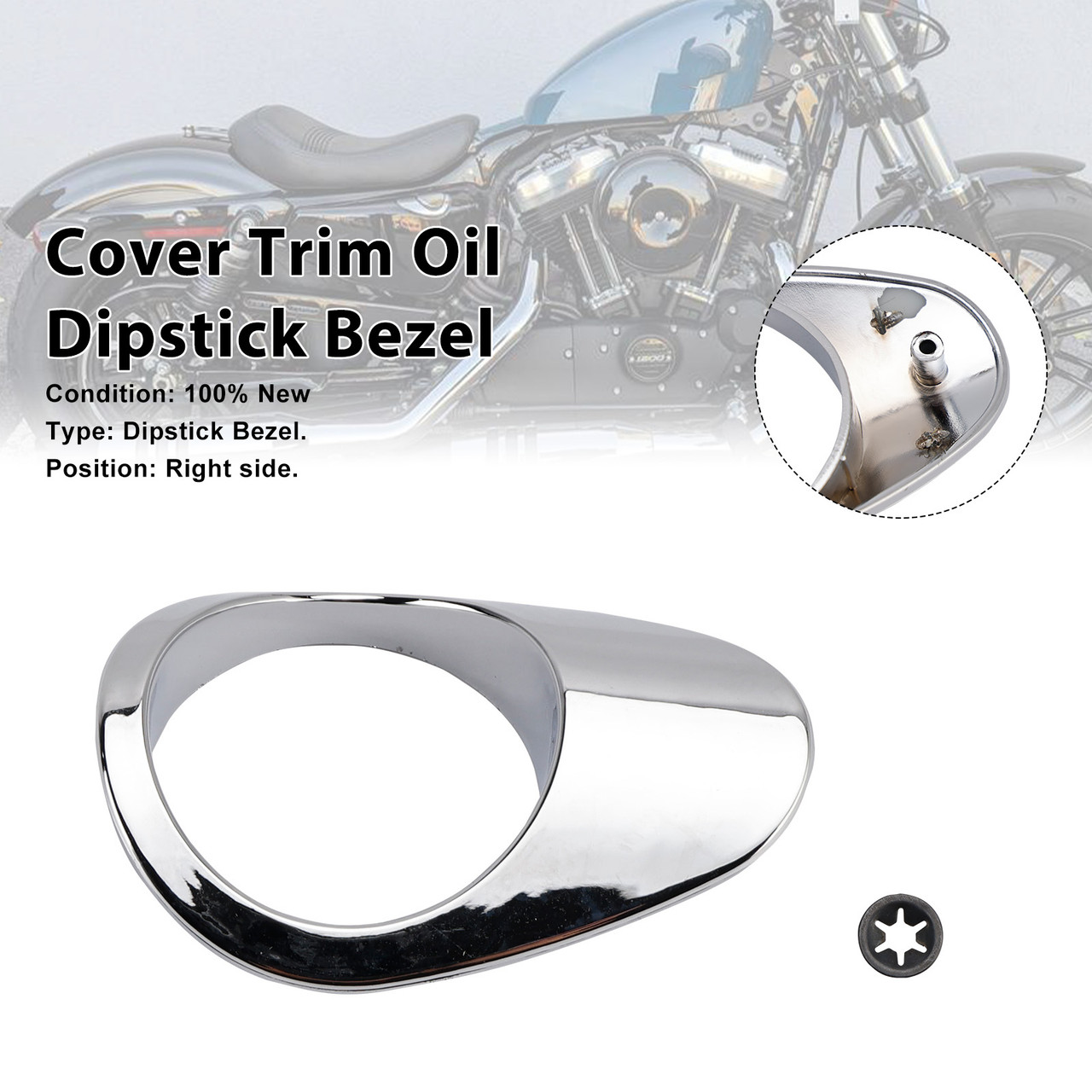 2004-2022 harley Sportster XL883 1200 XL Trim Oil Dipstick Bezel Cover Chrome Generic
