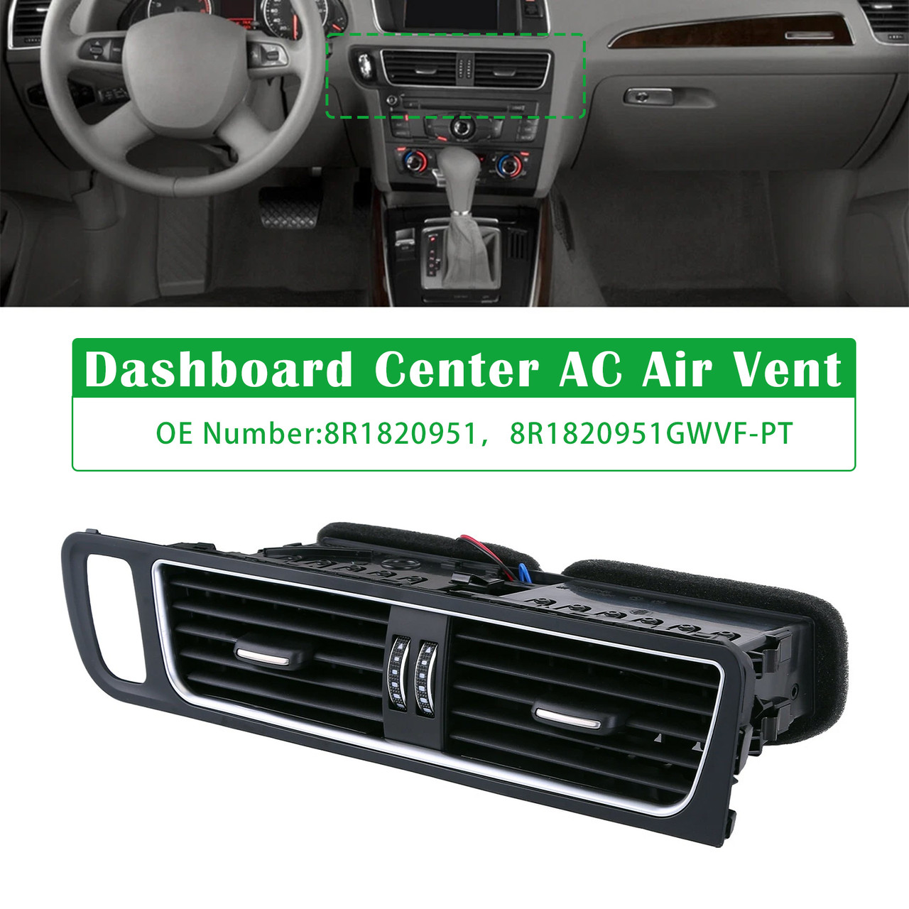 2009-2017 Audi Q5 SQ5 Center Panel Dash Louver Air Vent A/C Outlet 8R1820951 Generic