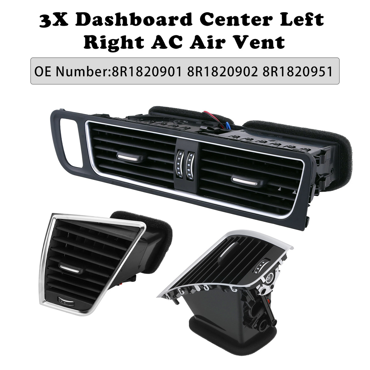 2009-2017 Audi Q5 SQ5 Front Dashboard Center AC Air Vent Grille Cover Bezel 8R1820901 Generic