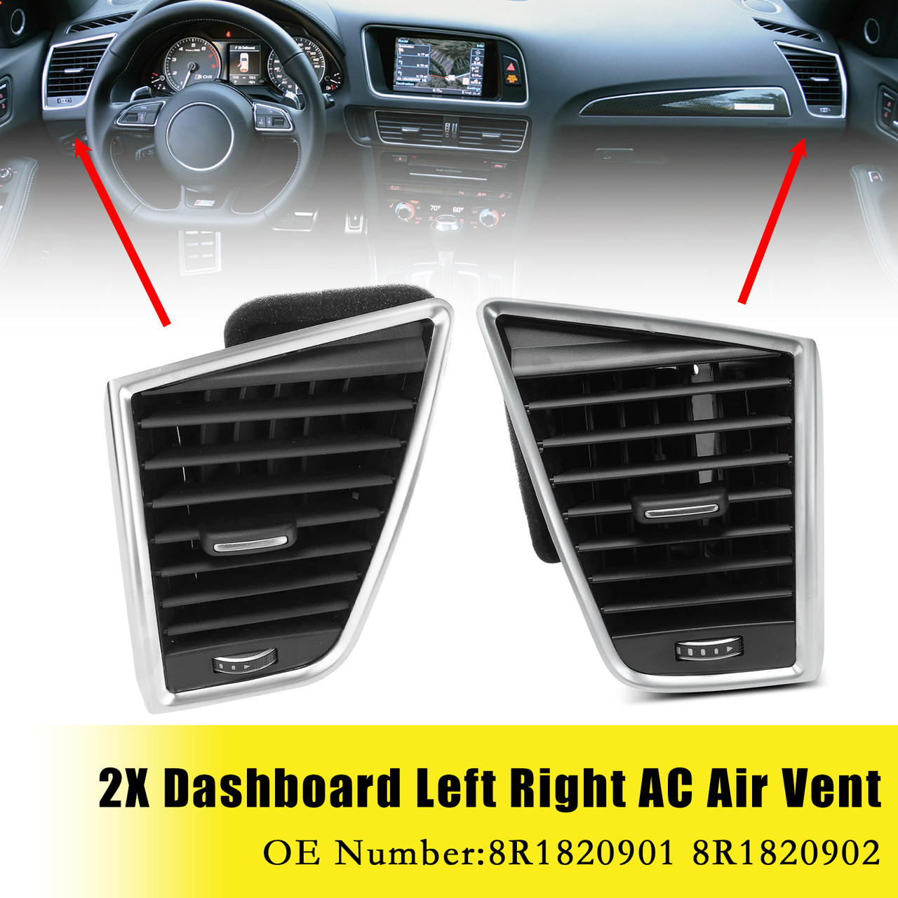 2009-2017 Audi Q5 SQ5 Front Left+Right Dash A/C Air Vent Outlet Assembly 8R1820901 8R1820902 Generic