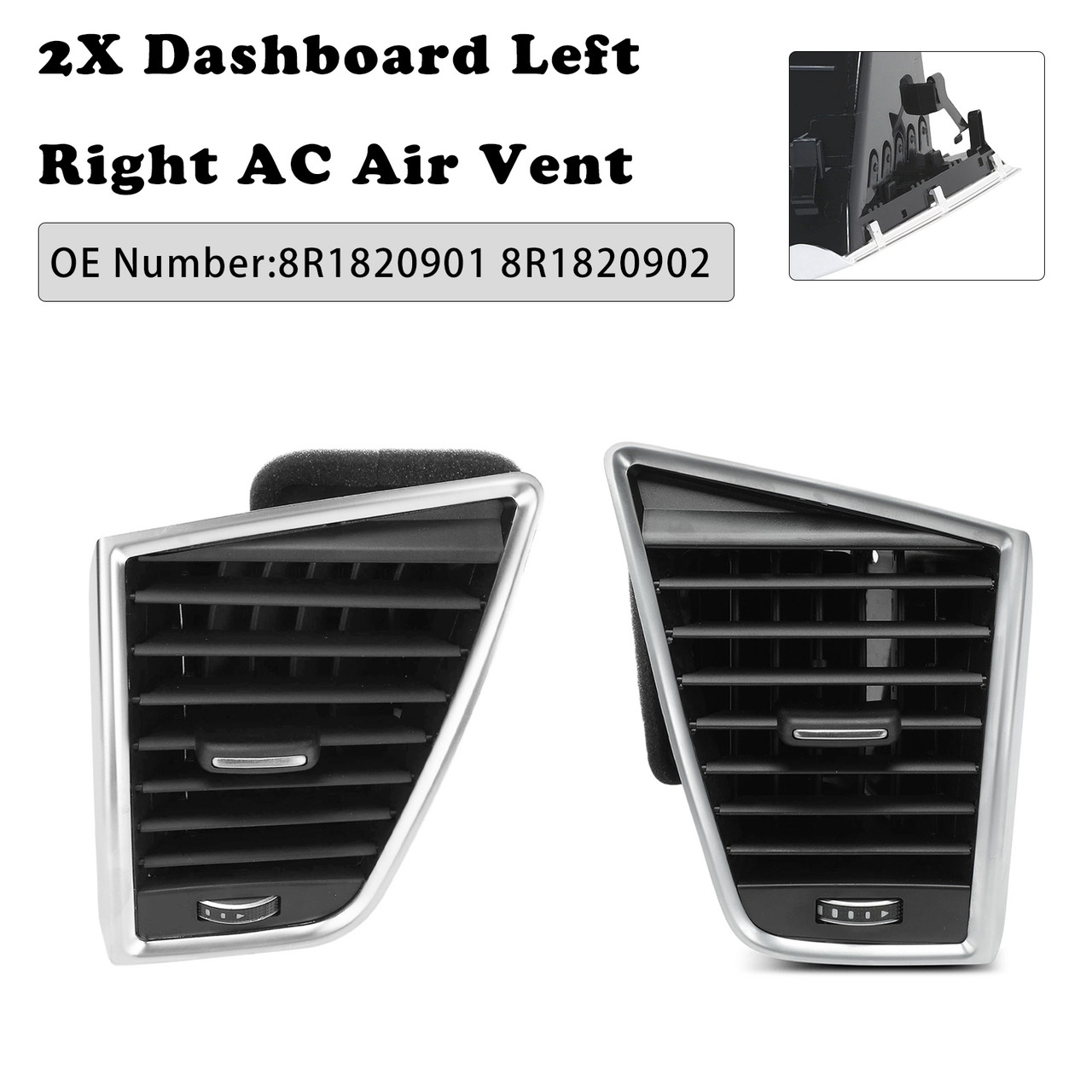 2009-2017 Audi Q5 SQ5 Front Left+Right Dash A/C Air Vent Outlet Assembly 8R1820901 8R1820902 Generic