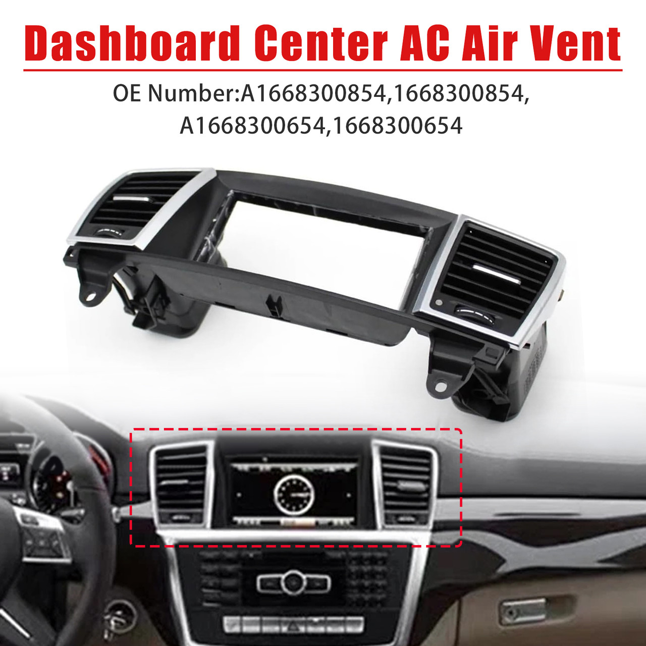 2013-2015 Mercedes Benz ML Class (W166) Dashboard Center Console Air Vent Grille Panel Big Screen Generic
