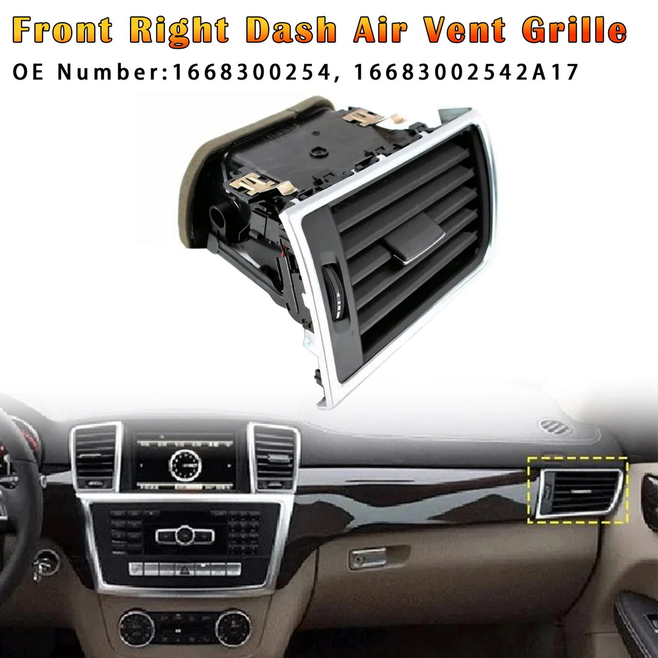 2013-2015 Mercedes Benz ML Class (W166) Front Right Dash Air Vent Grille 1668300254 Generic