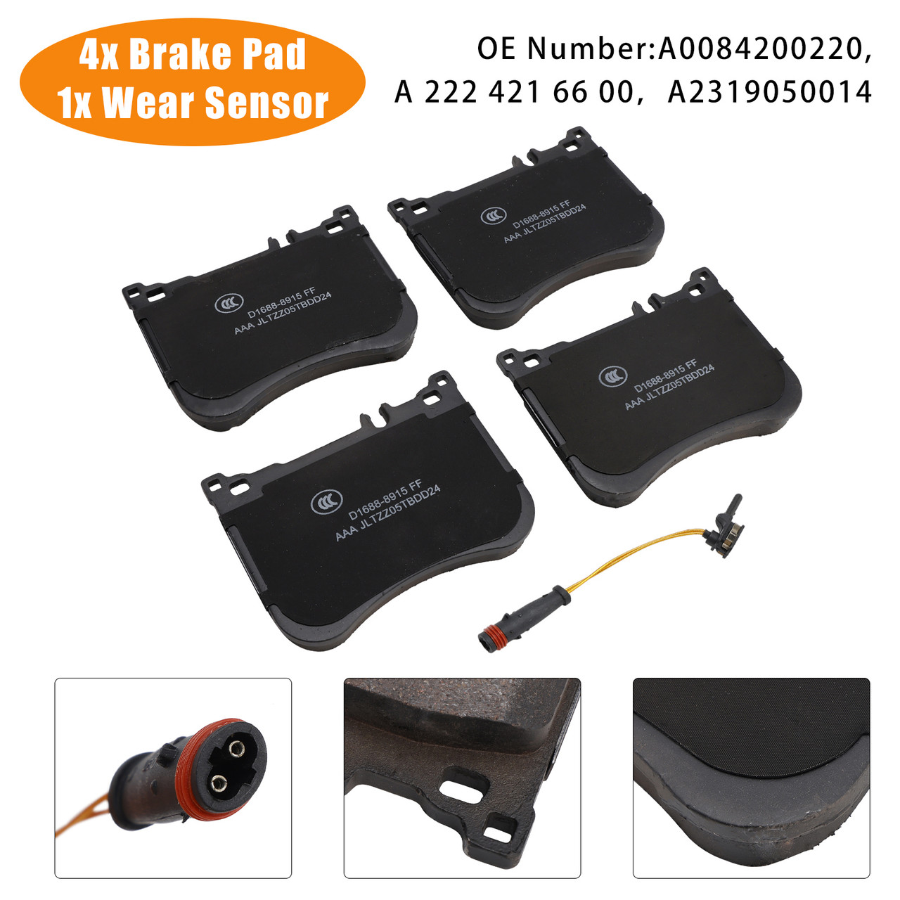 Mercedes-Benz W222 S-Class AMG Front Brake Pads A0084200220 With Wear Sensor Generic