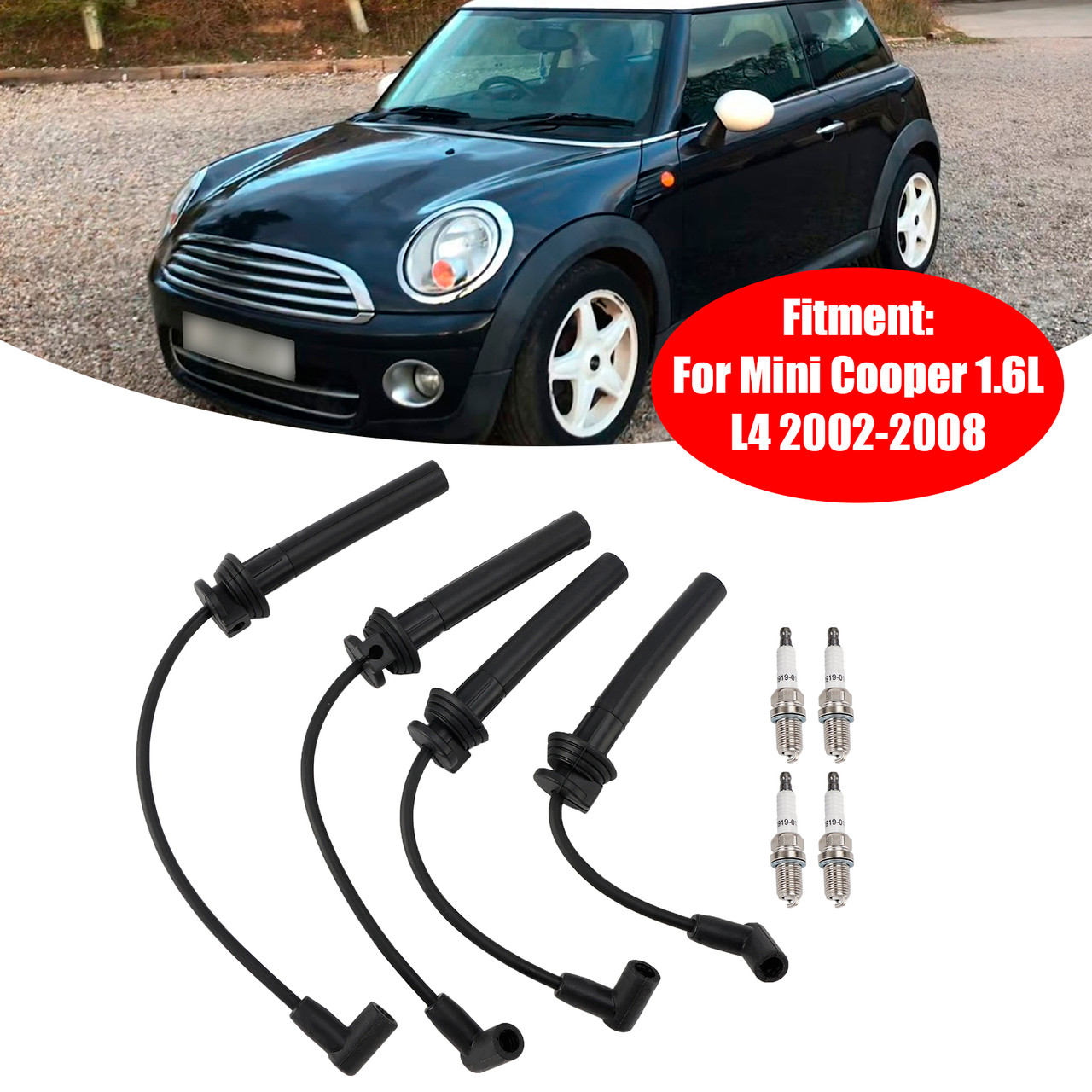 2002-2008 Cooper S 1.6L L4 4PCS Spark Plugs Wire Set 54058 Generic