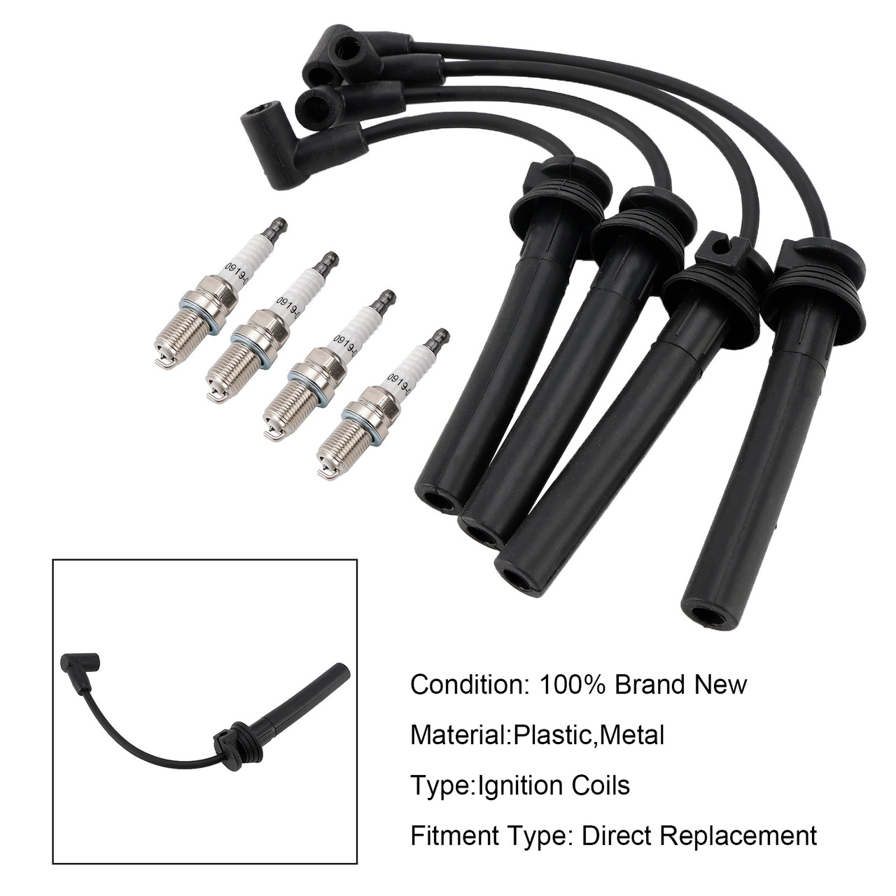 2002-2008 Cooper S 1.6L L4 4PCS Spark Plugs Wire Set 54058 Generic