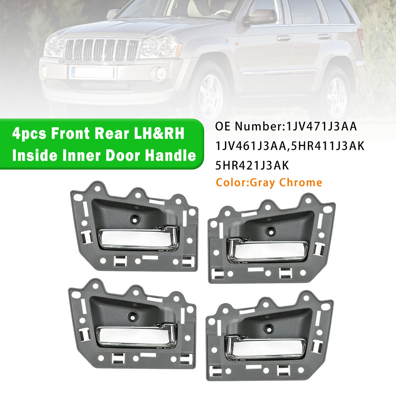 2005-2011 Jeep Grand Cherokee 4pcs Front Rear LH&RH Inside Inner Door Handle Chrome Generic